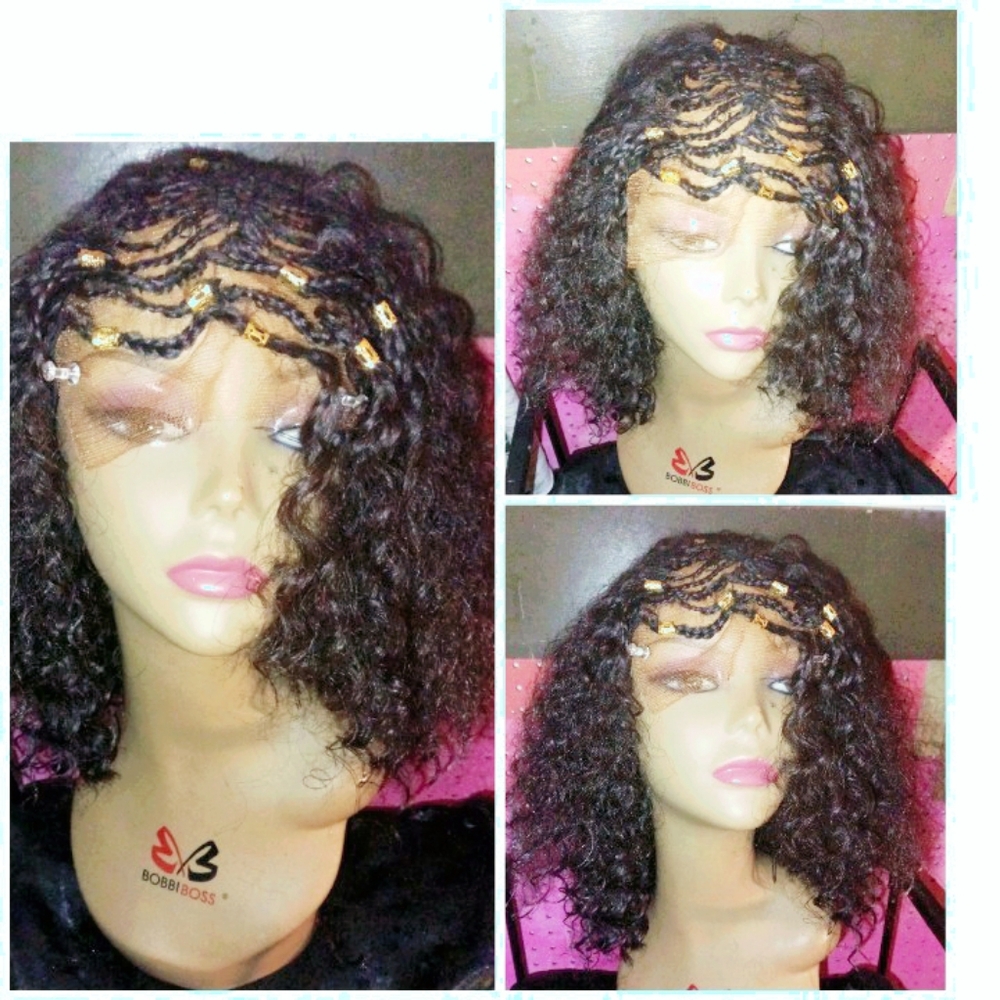 Bohemian Curly Braid Lace Tiara Goddess Crown Braided Natural Glueless Hair Wig